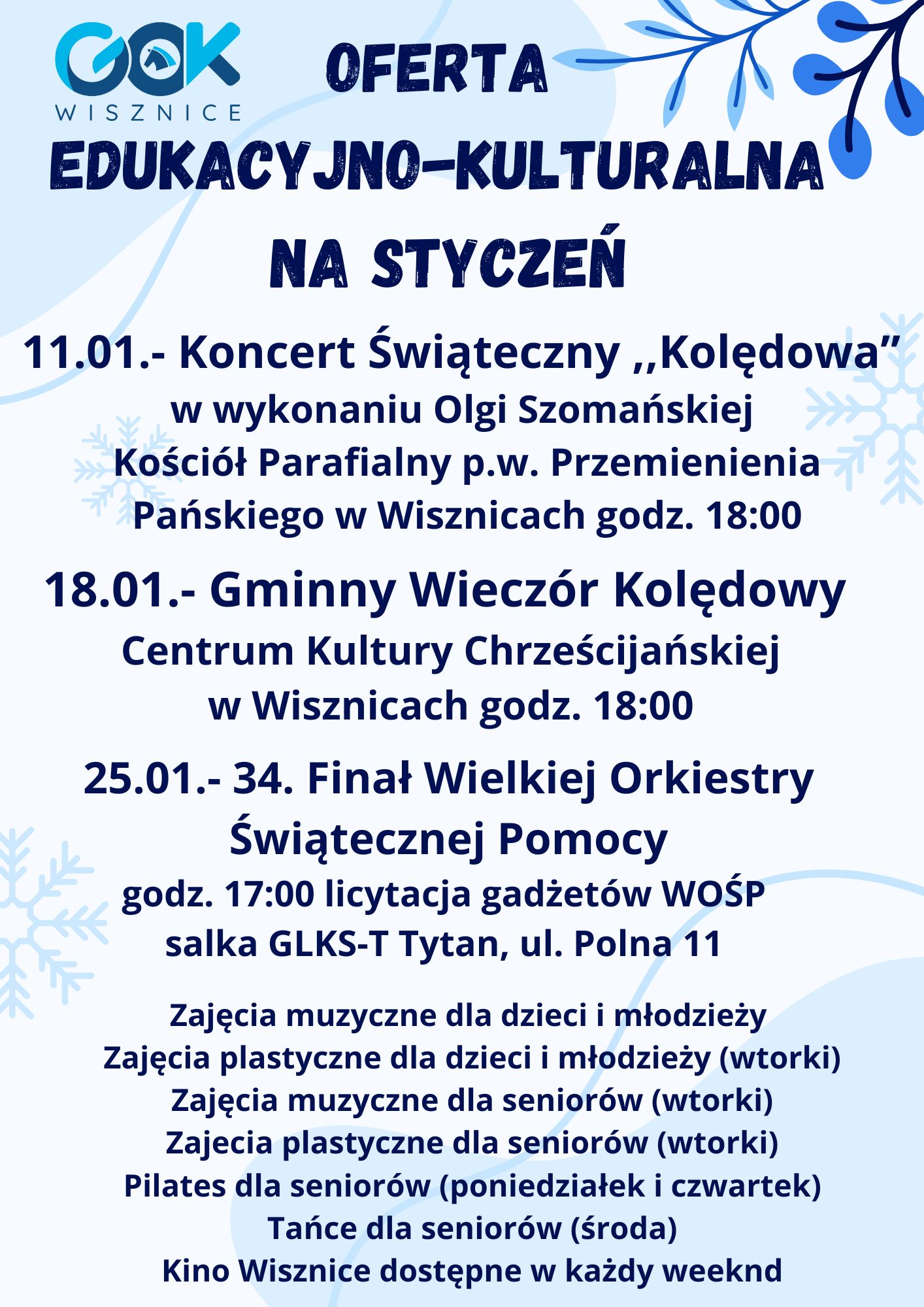 Zimowa oferta wydarzeń kulturalnych w Gminie